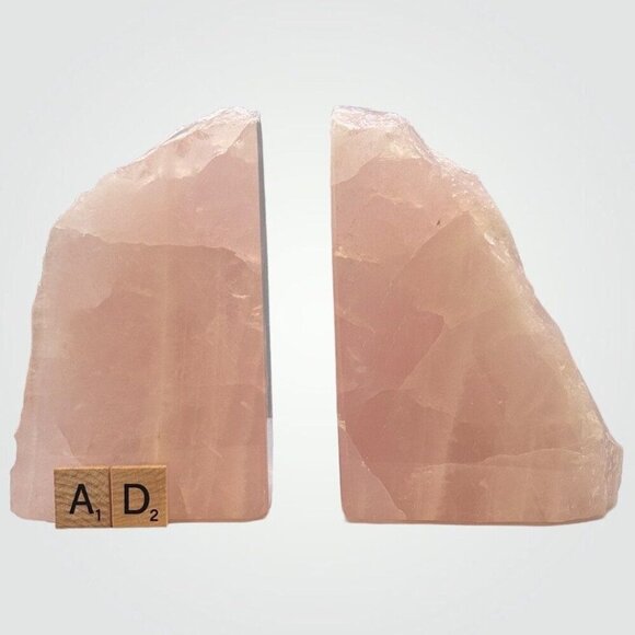 Pink Crystal Bookends, Rose Quartz, Natural Characteristics, Unique Bookend (AD) - Picture 9 of 10